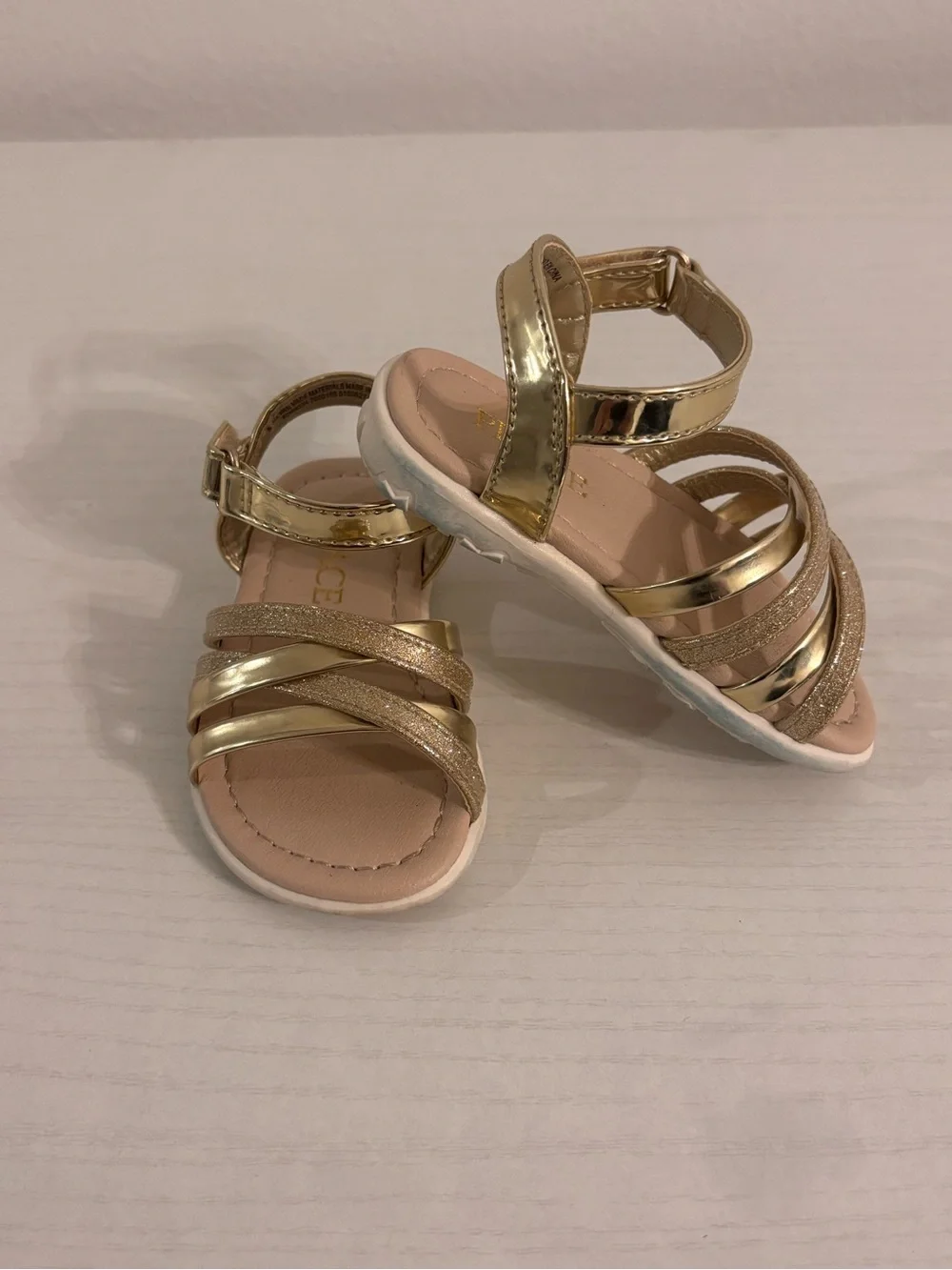 The Children's Place Metallic Gold Glitter Strappy Sandals